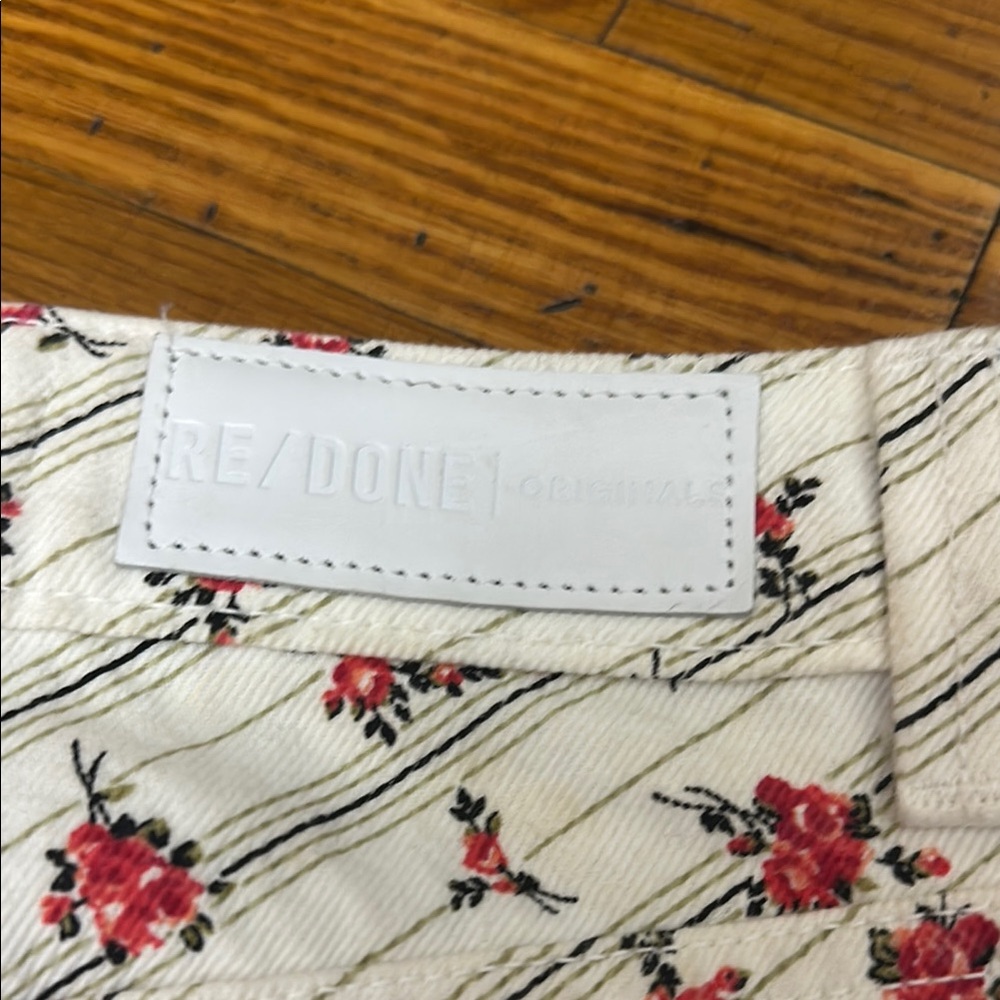 Re/Done Floral Mini Skirt - White and Red - Picture 4 of 5